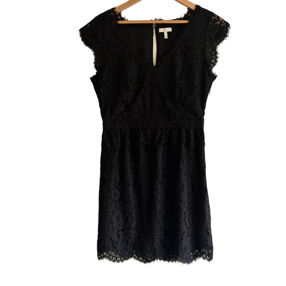 Joie Lebanon Black V-Neck Eyelash Sleeveless Womens Cocktail Lace Dress Size M - Picture 5 of 15